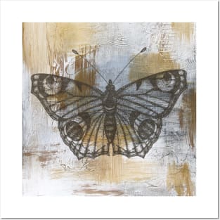 Gold And Grey Textures Butterfly A1 Posters and Art